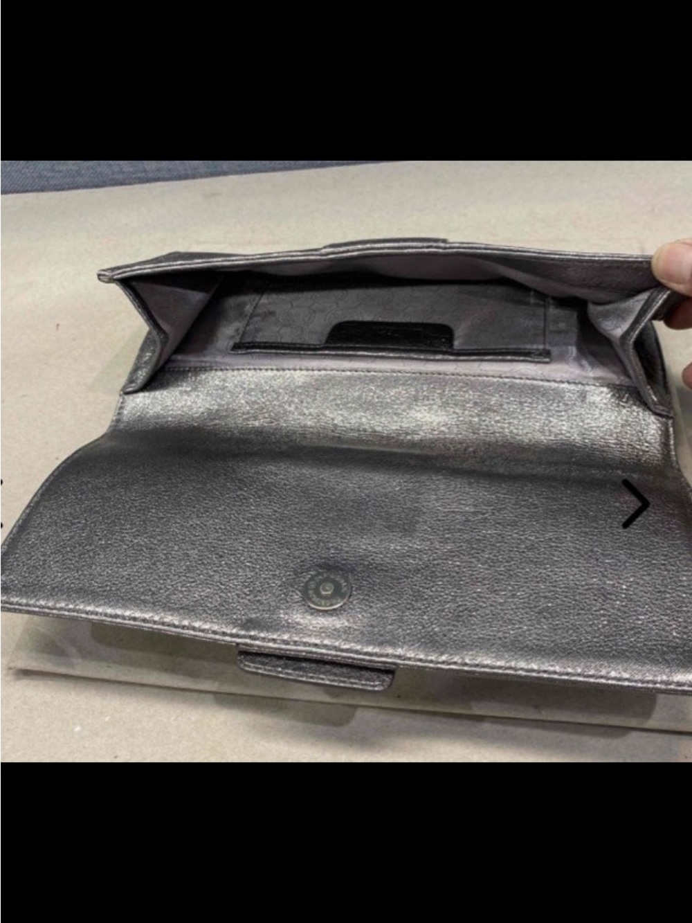 Michael Kors Metallic Gunmetal Leather Clutch with Buckle - Picture 8 of 9